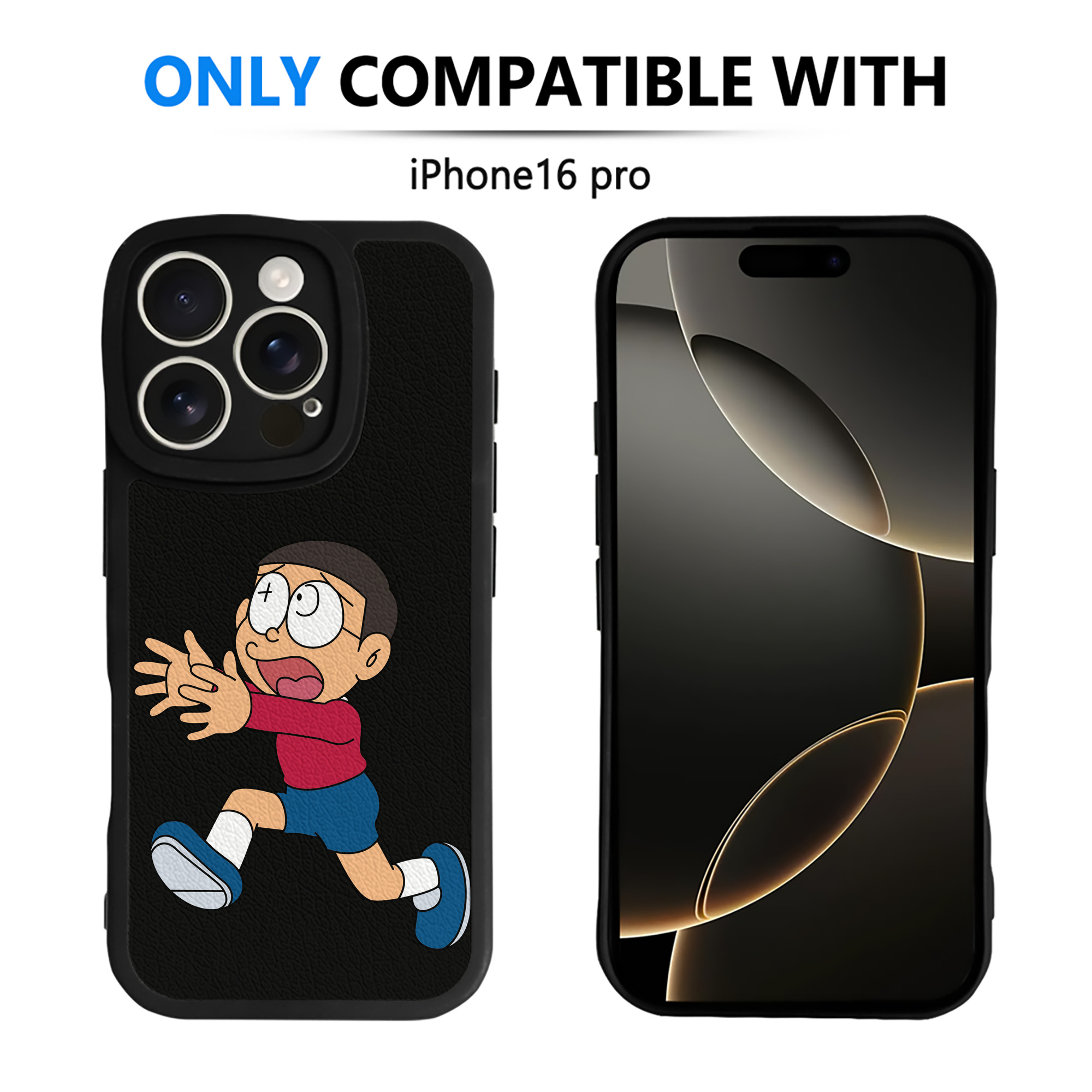 （画像用） ドラえもん 野比 のび太 Doraemon Nobita Nobi 【iPhone 16シリーズ対応】シリコンスマホケース（レザー調） 材質：シリコン